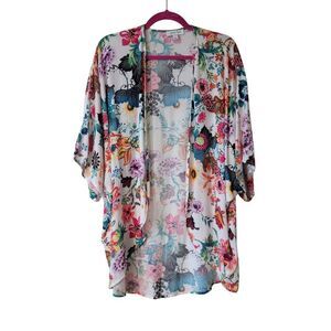 Bright Whimsy Floral Lightweight Kimono Beach Robe